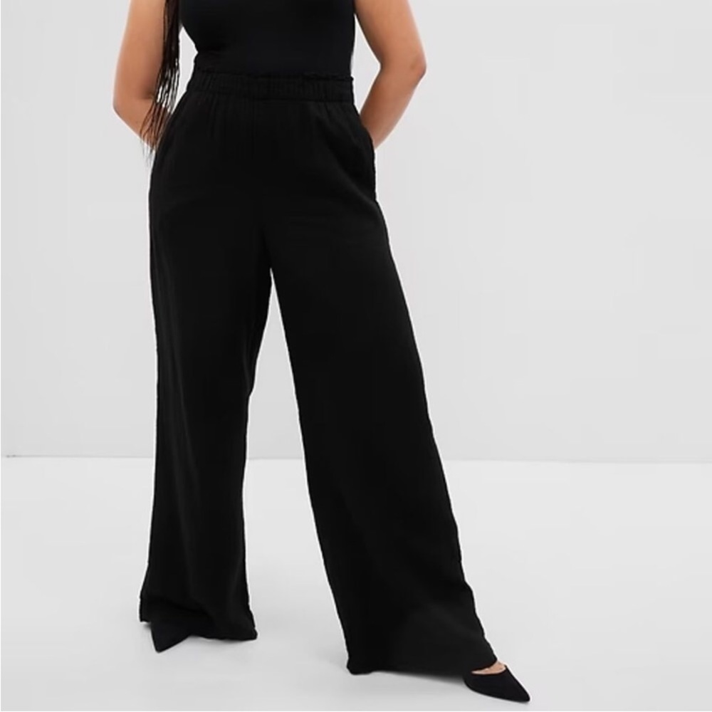 NWT! GAP Black Wide-Leg Gauzy Crinkle Pants Lightweight - Large Reg & XL TALL🩷 - Picture 8 of 8